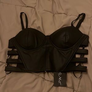 Black leather fashion nova top